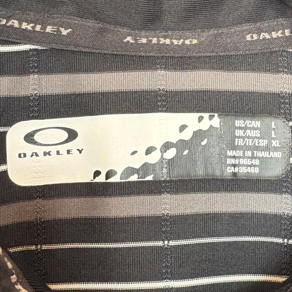 Oakley Polo Collar Striped Golf Black Gray Size L - Picture 4 of 4